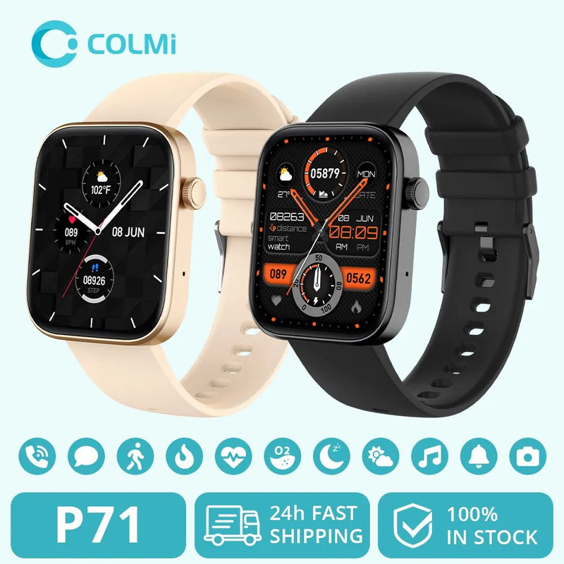 Smartwatch Masculino e Feminino Colmi p71 - chamada de voz / monitoramento saúde  à prova dágua / notificações inteligentes / assistente voz